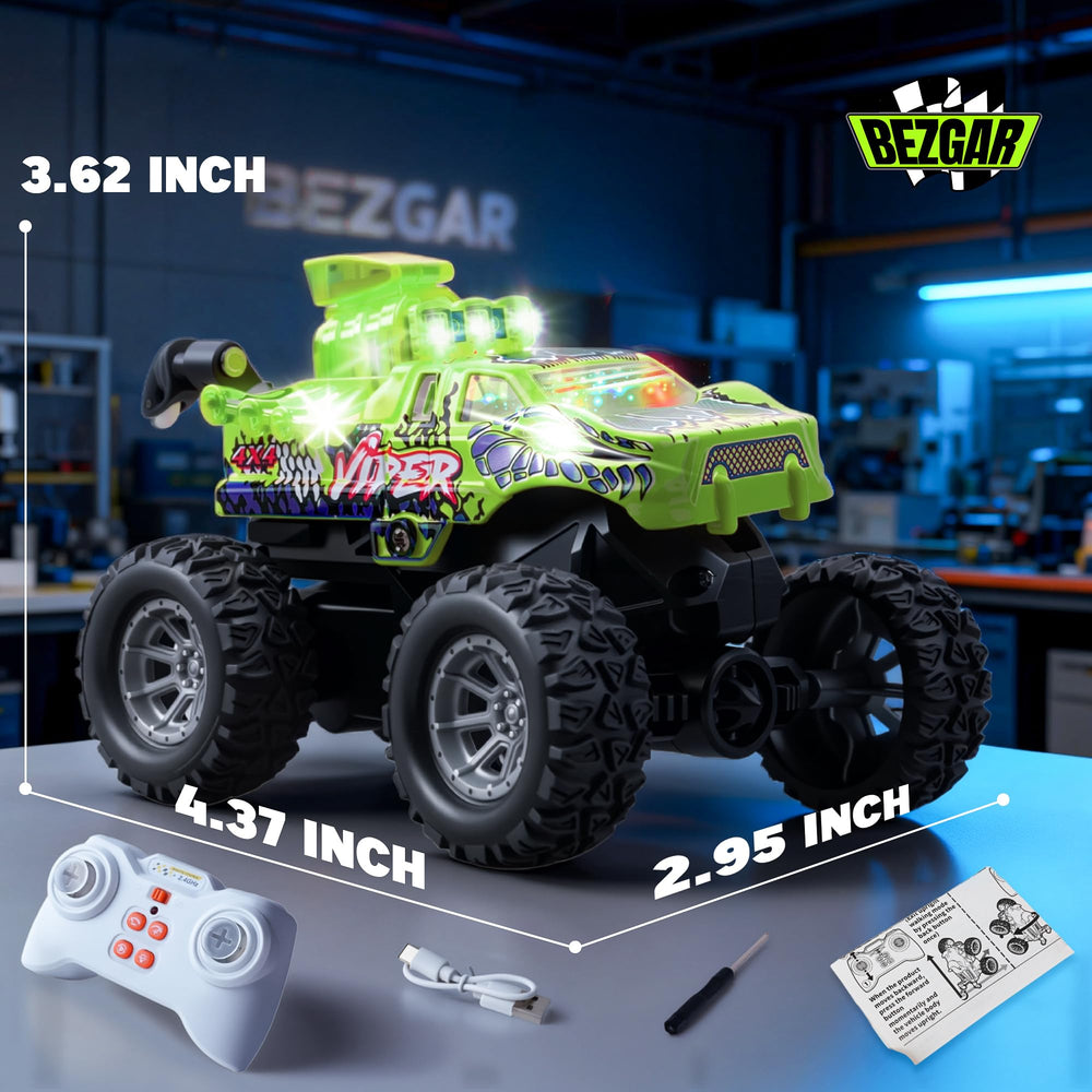 BEZGAR Monster Truck Green gift-ready for kids ages 4-8