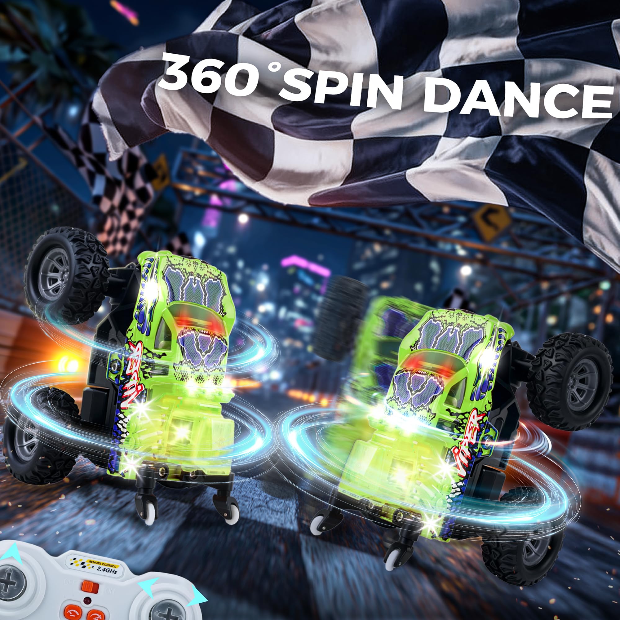 BEZGAR Monster Truck Green 80-foot range for smooth multiplayer races
