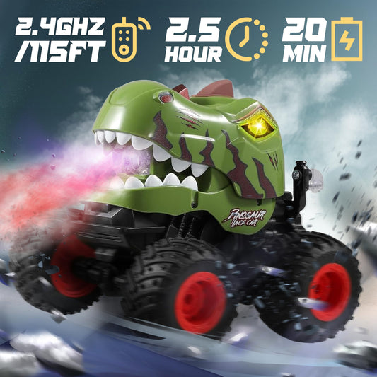 BEZGAR RC truck with LED lights and spray for dramatic play.