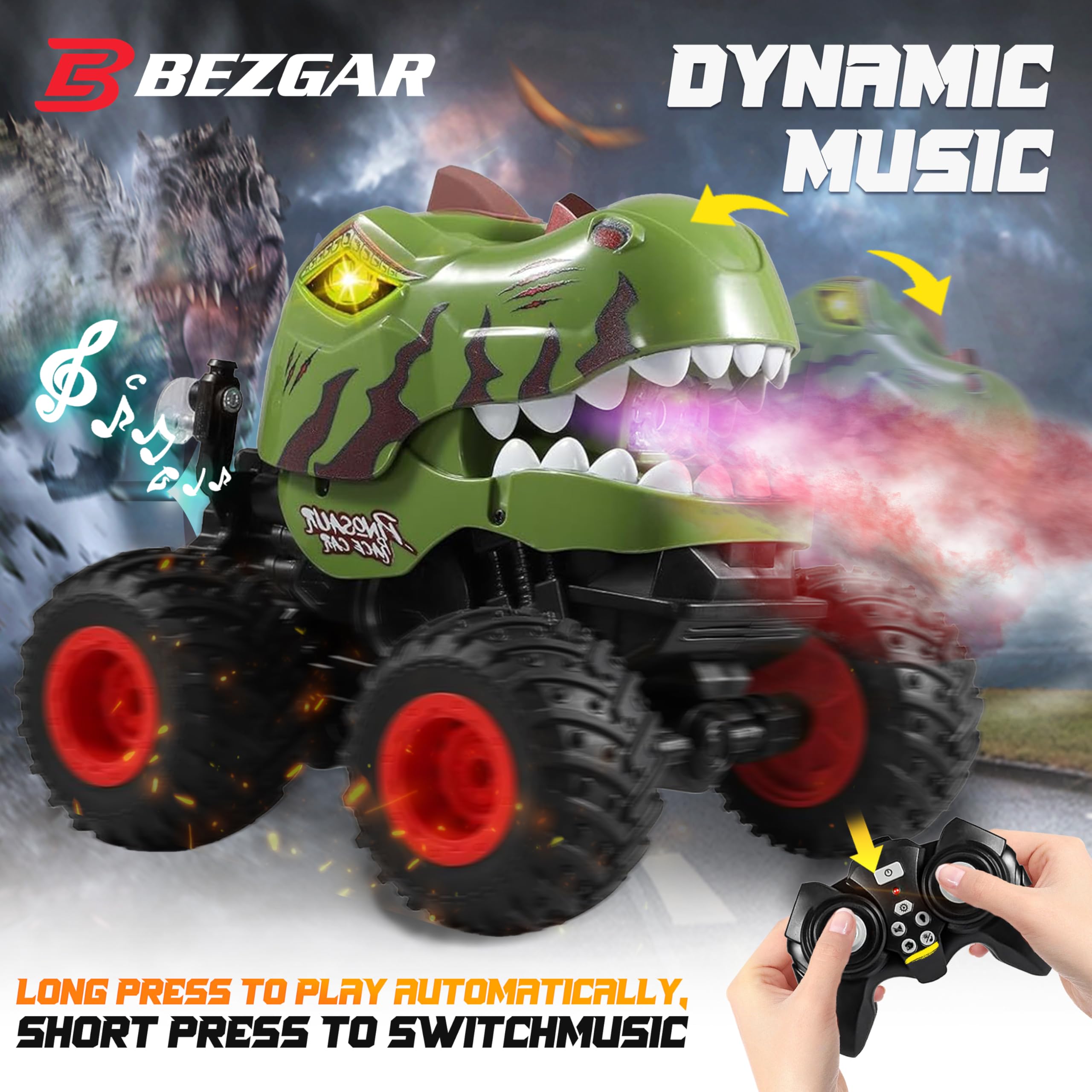BEZGAR monster truck plays catchy tunes during races.
