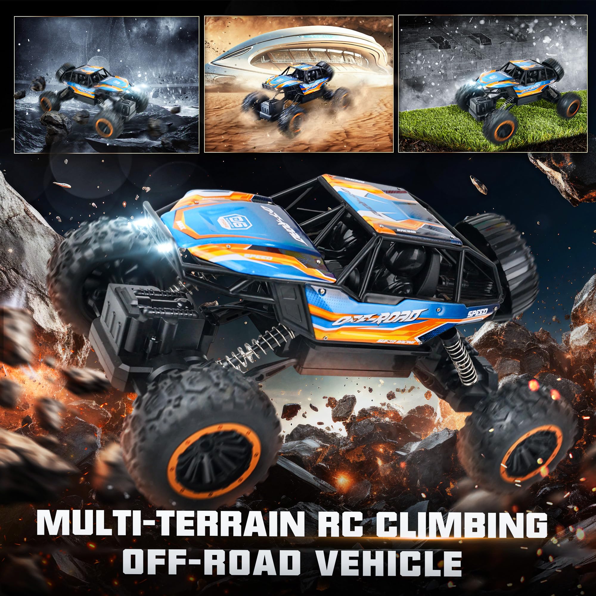 BEZGAR Monster Truck in 1:12 scale for dramatic stunts.