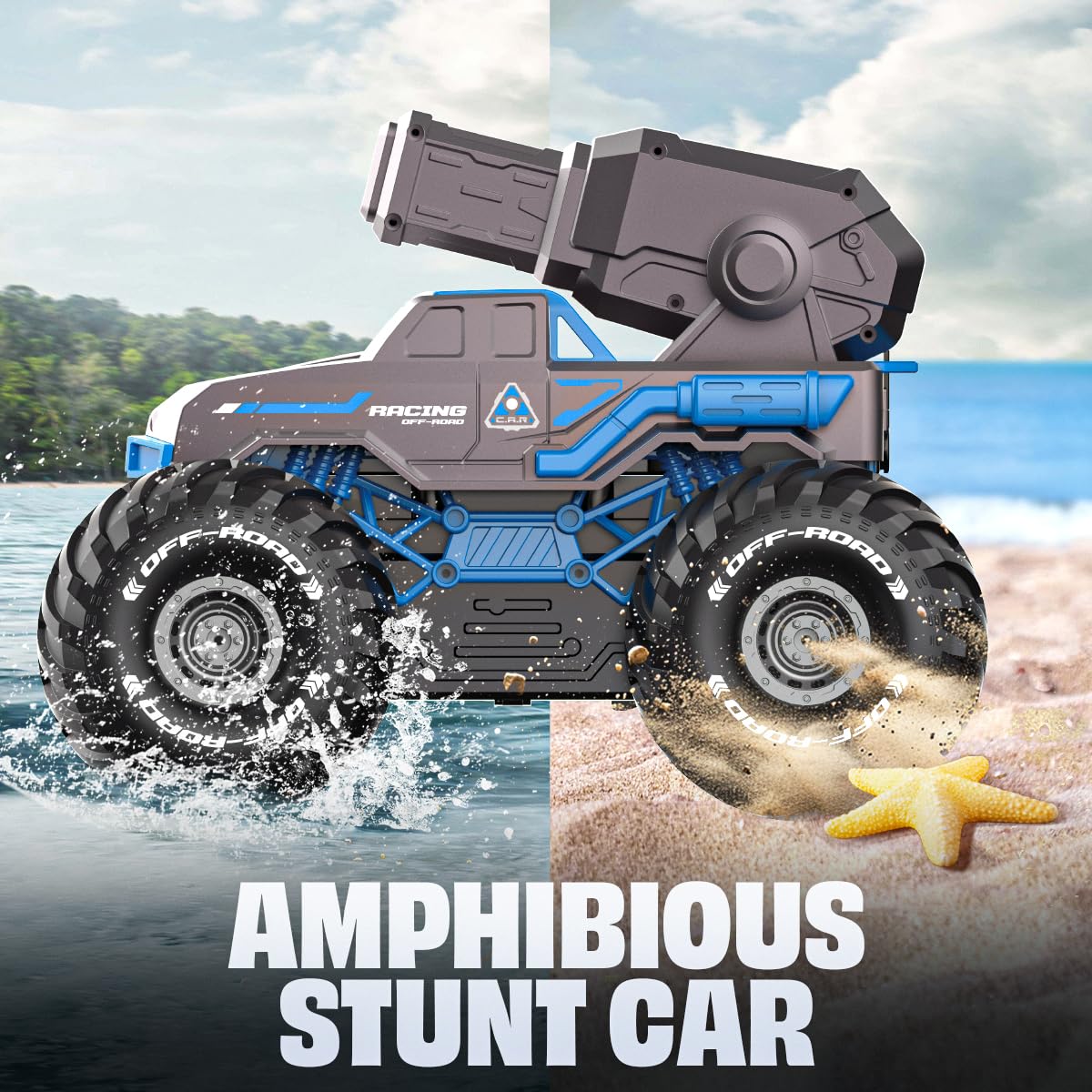 BEZGAR Monster Truck RC car with waterproof frame close-up