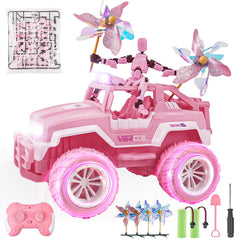 BEZGAR pink RC Jeep front view highlighting rugged chassis for outdoor fun.
