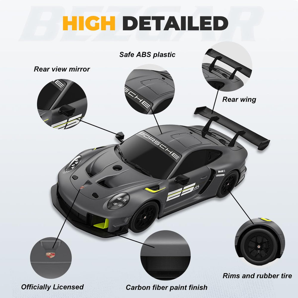 BEZGAR Porsche 911 GT2 RS RC car side profile for play-ready design