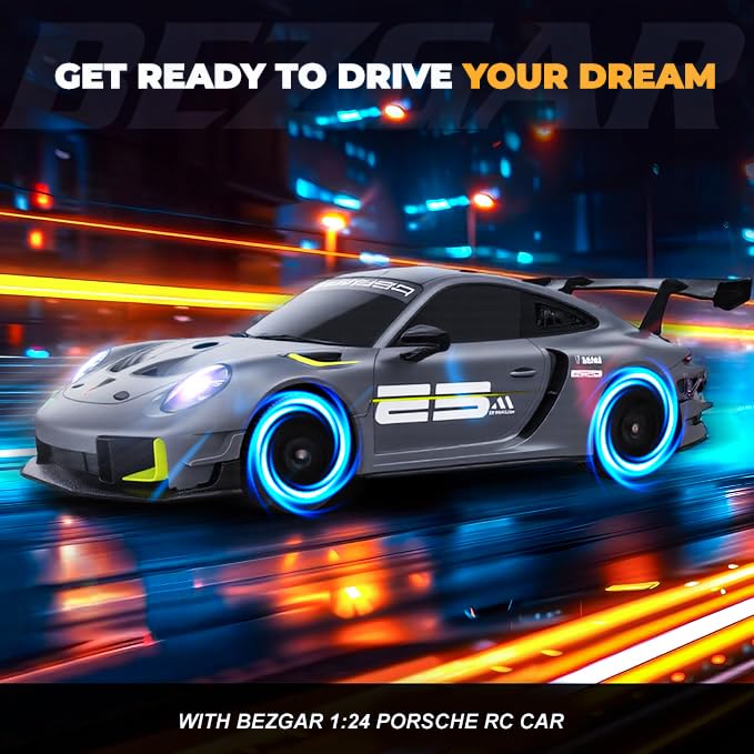 BEZGAR Porsche 911 GT2 RS RC car top view for collectible aesthetics