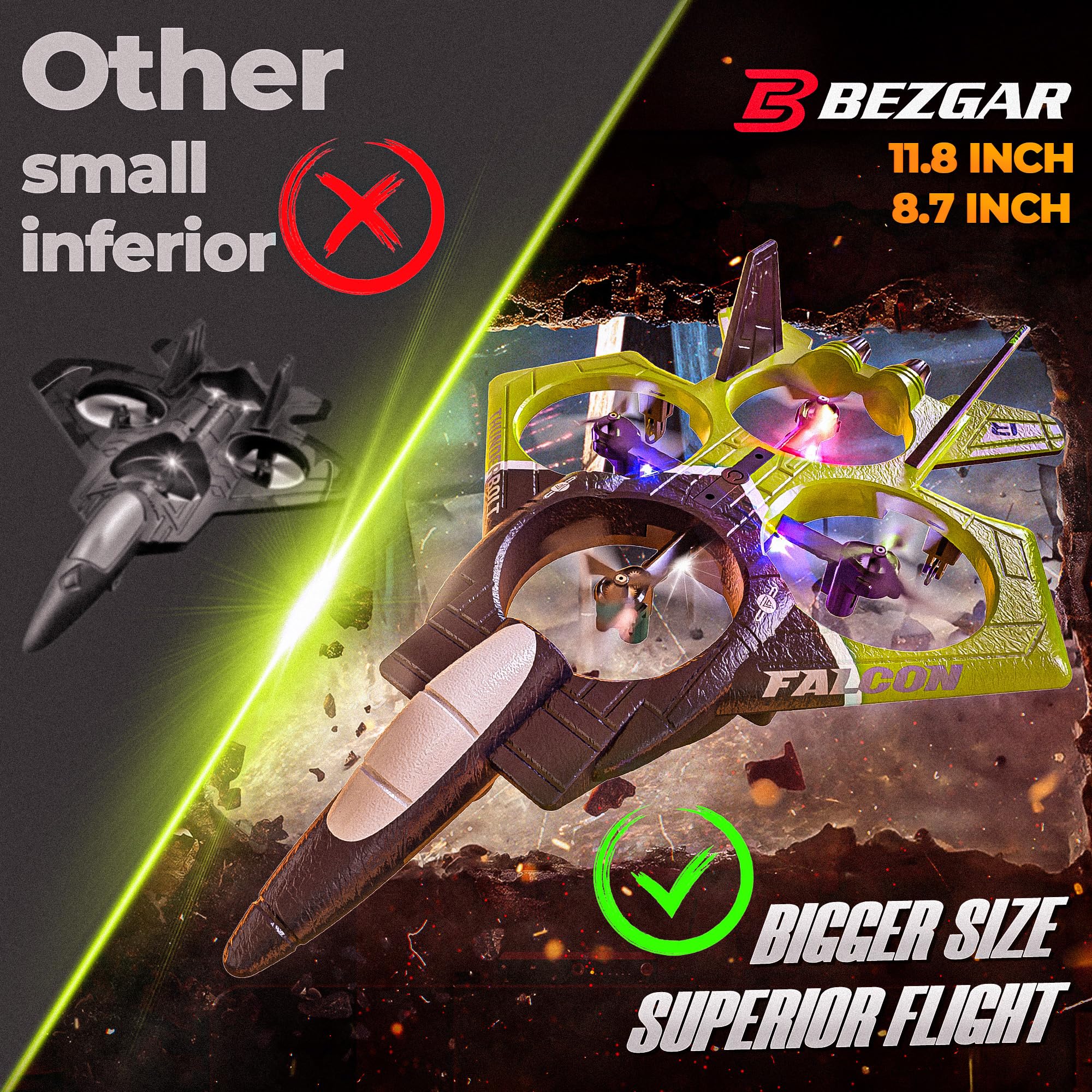 BEZGAR RC Airplane responds to gesture remote for intuitive control.