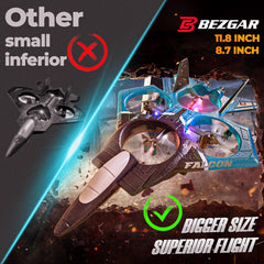 BEZGAR RC Airplane with blue LED navigation lights for visibility