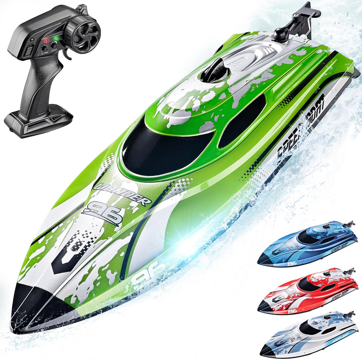 BEZGAR TX126 Green RC Boat front view showing compact pool-ready design