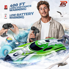 BEZGAR TX126 Green RC Boat dual-layer waterproof cooling system in operation