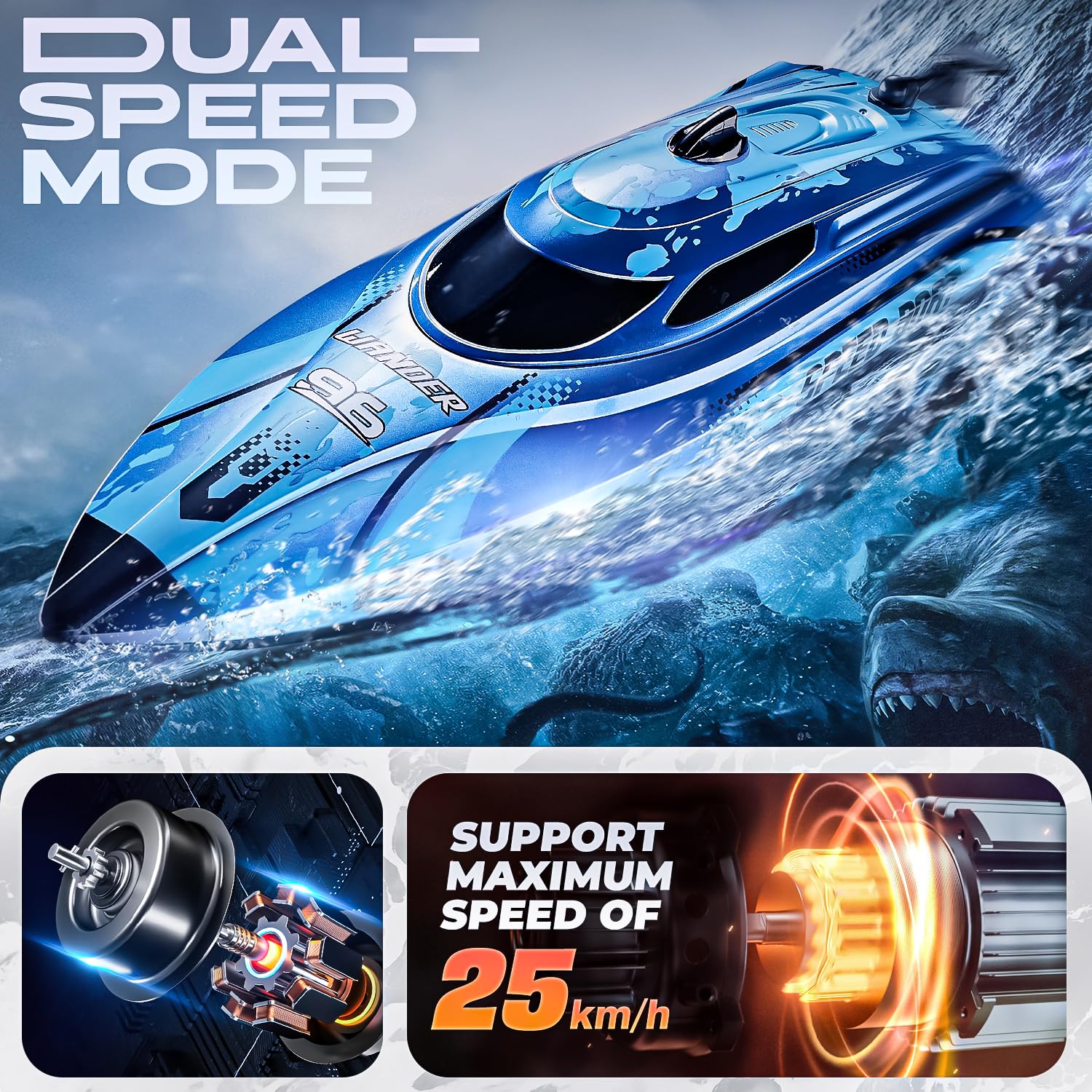 BEZGAR TX126 RC Boat LED lights enhance nighttime water fun safety