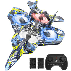 BEZGAR RC Plane blue front view with protective guards for safe beginner flights.