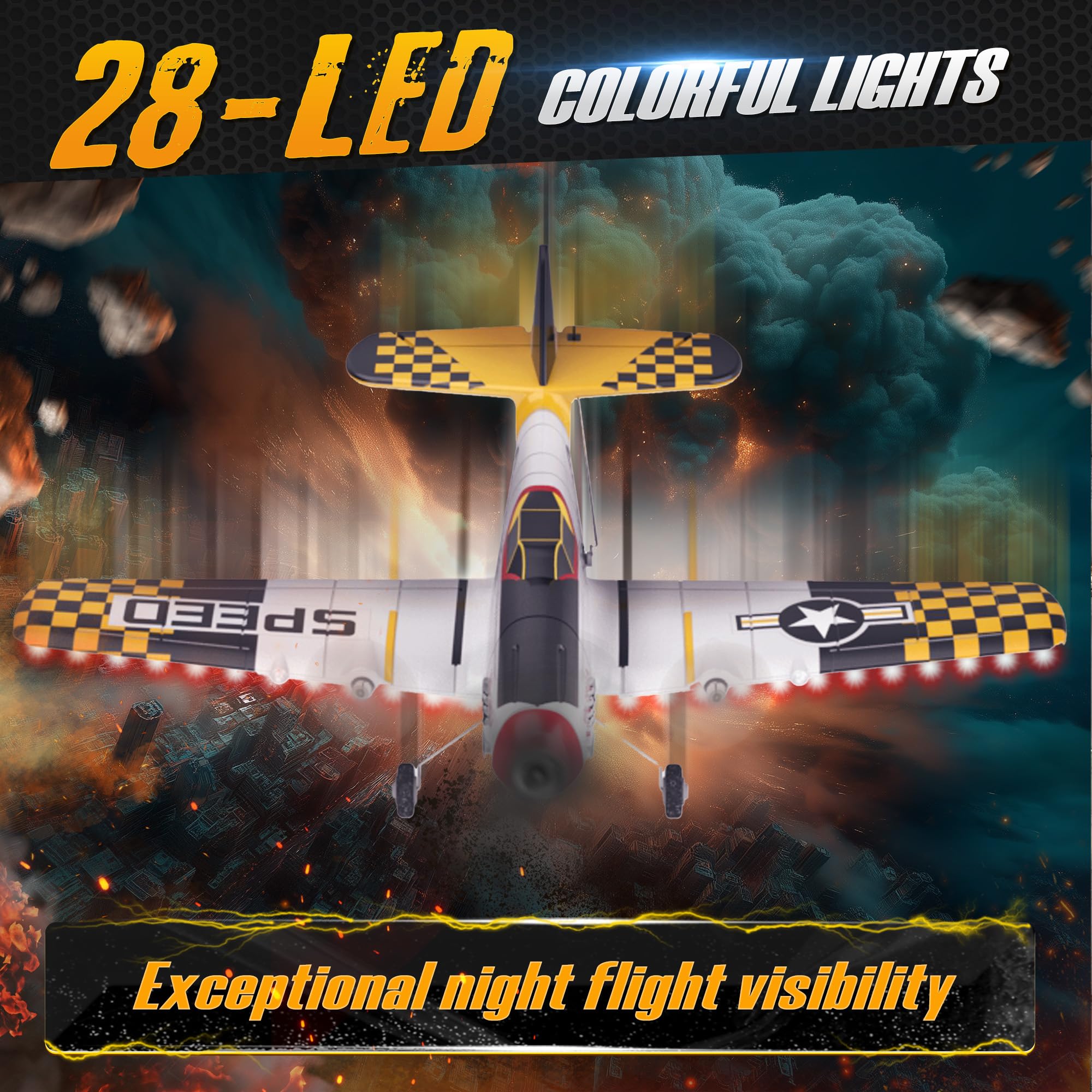 BEZGAR RC Plane LED light show glows during twilight flights for visibility