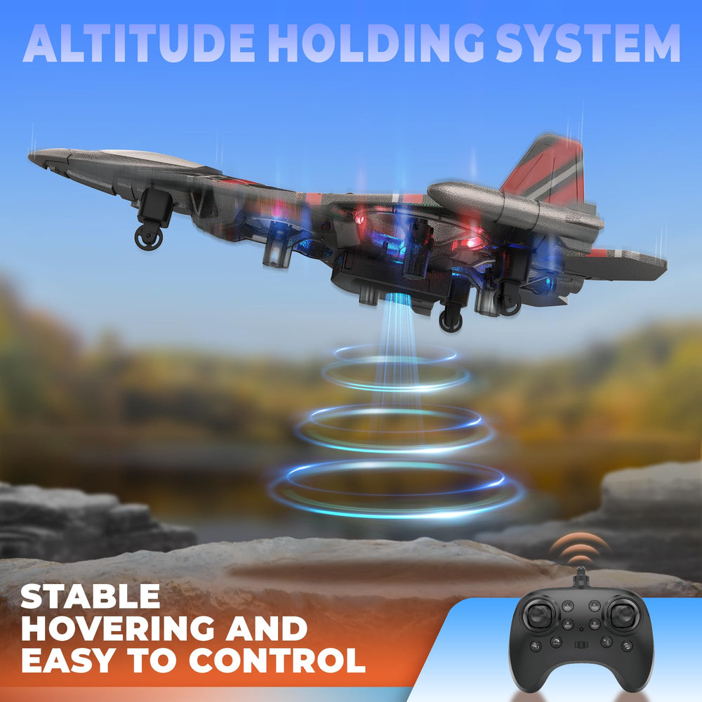 BEZGAR RC Plane top view highlighting LED navigation for night-friendly practice.
