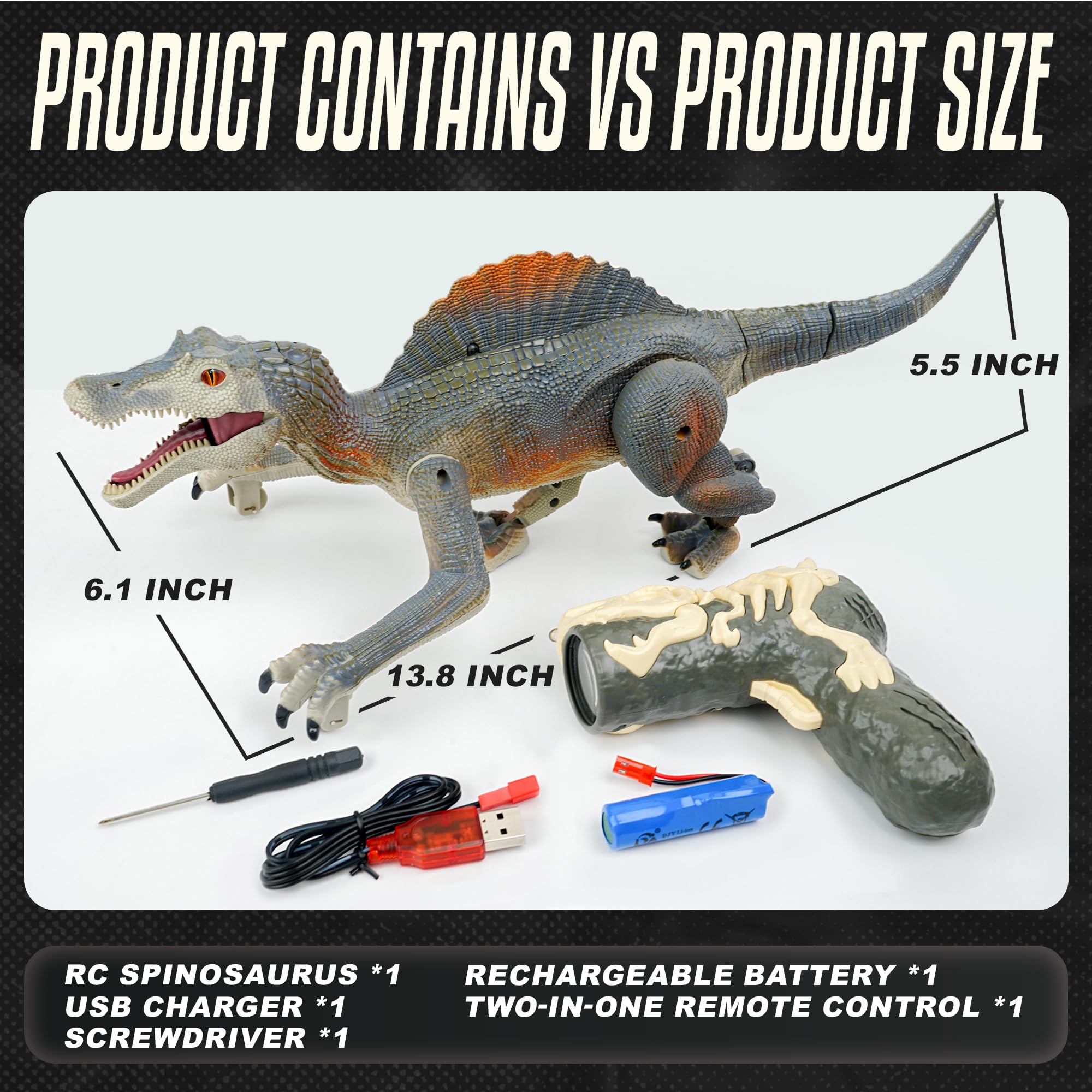 BEZGAR Spinosaurus detailed design with 3D eyes appeals to dinosaur fans.