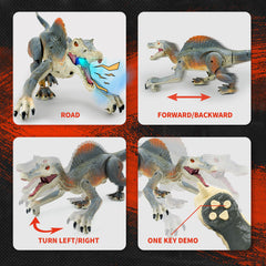 BEZGAR Spinosaurus RC light-tracking guides play with illuminated cues.