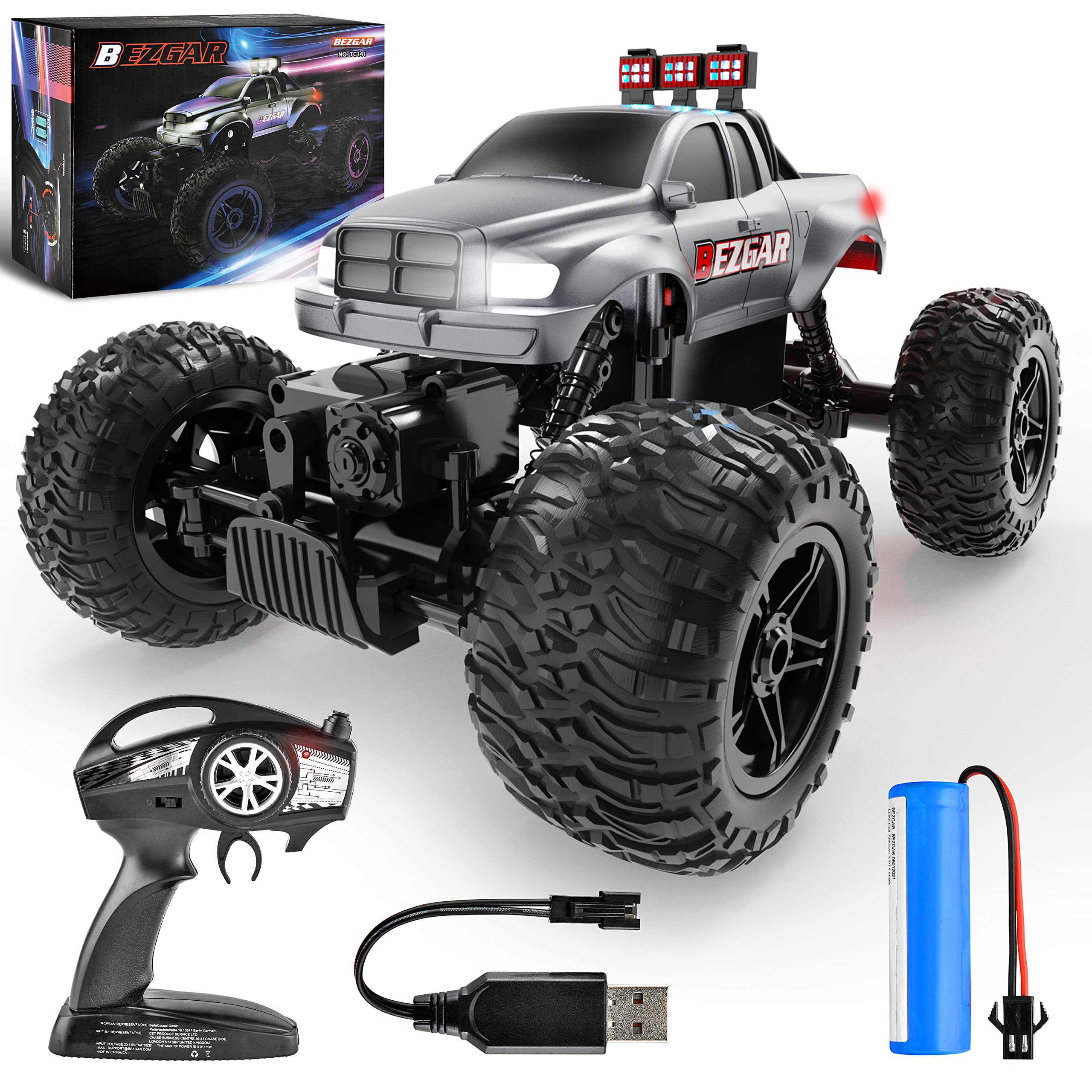 BEZGAR TC141 all-terrain truck outdoors, ready for rugged play and outdoor fun.