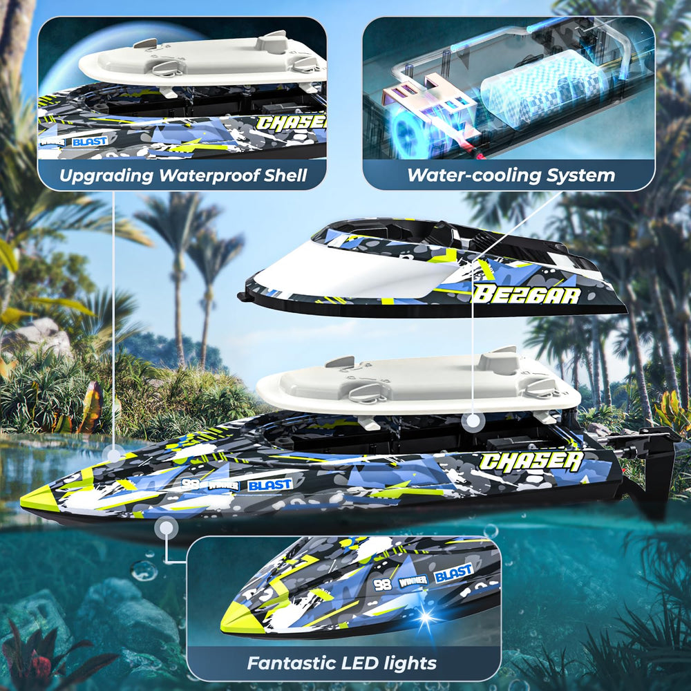 BEZGAR TX123 led night driving RC boat with bright LEDs