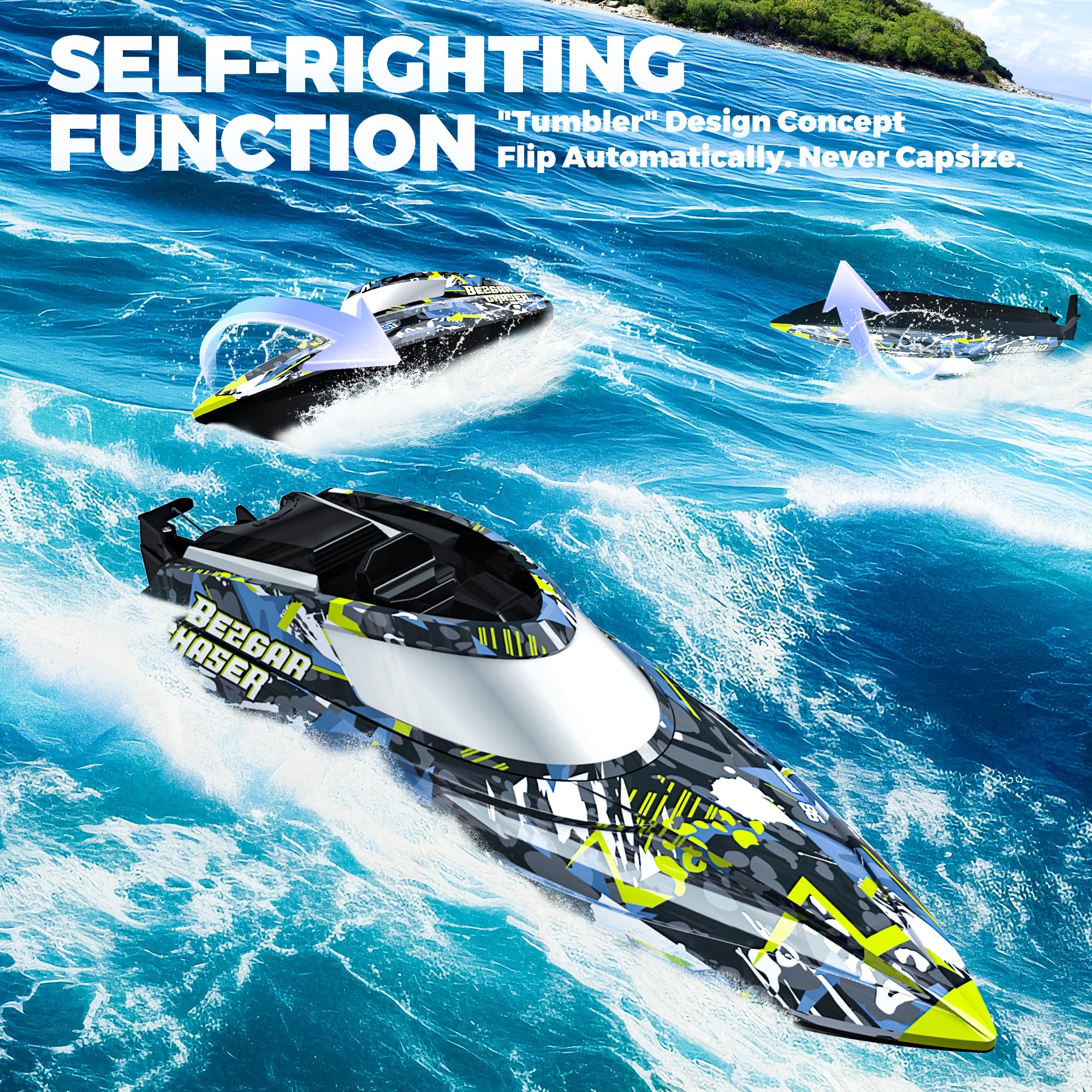 BEZGAR TX123 side view RC boat for agile turns and control