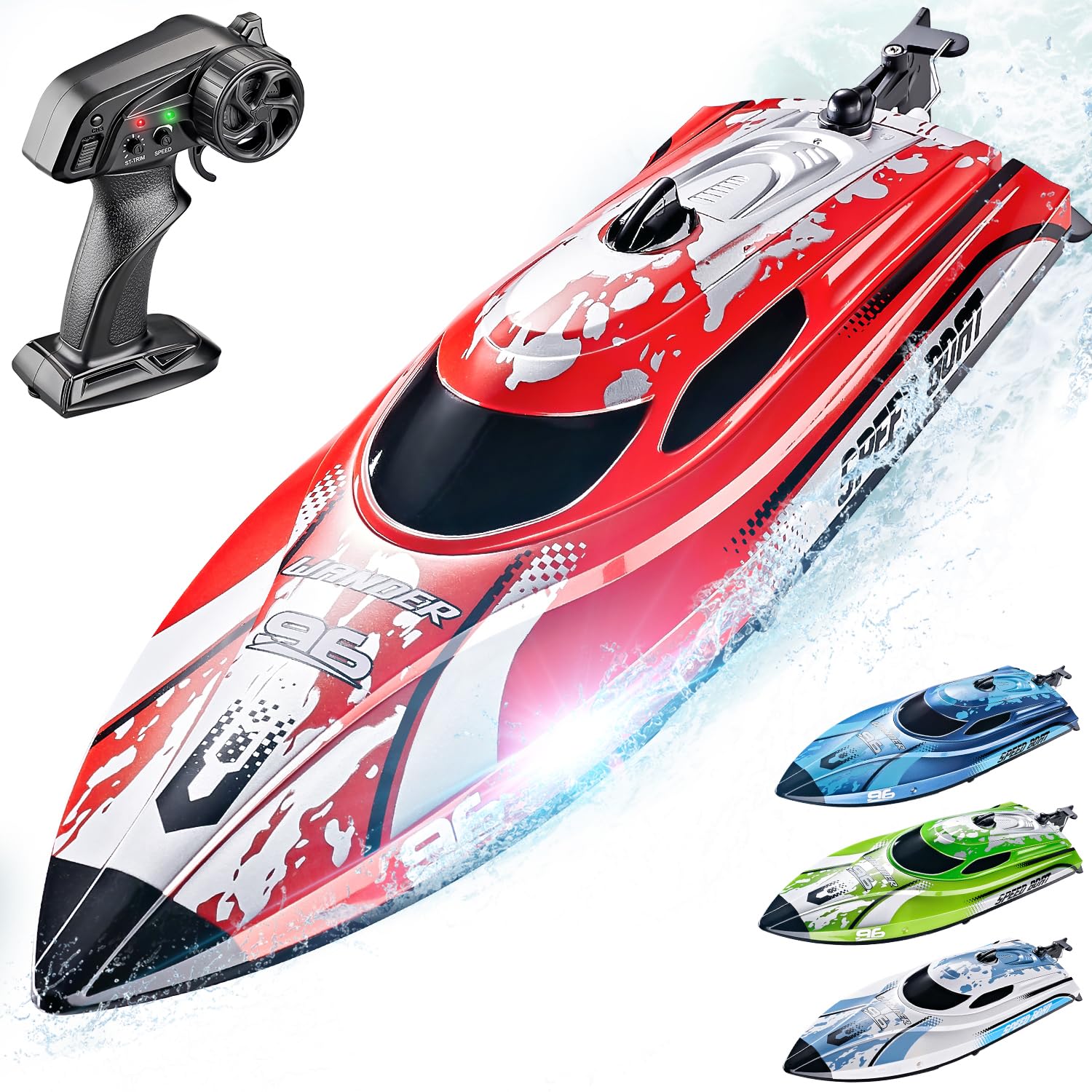 BEZGAR TX126 RC Boat, 12-inch hull for pool play and easy handling.