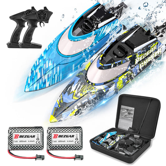 BEZGAR TX2P1 boat 2-pack on calm water for family-friendly speed fun.