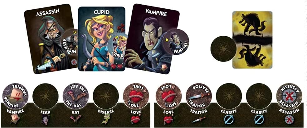 Bezier Games One Night Ultimate Vampire packaging shot highlights portable family game nights.
