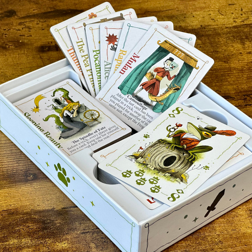 Bezier Games Rebel Princess round cards show evolving rules for replayability.