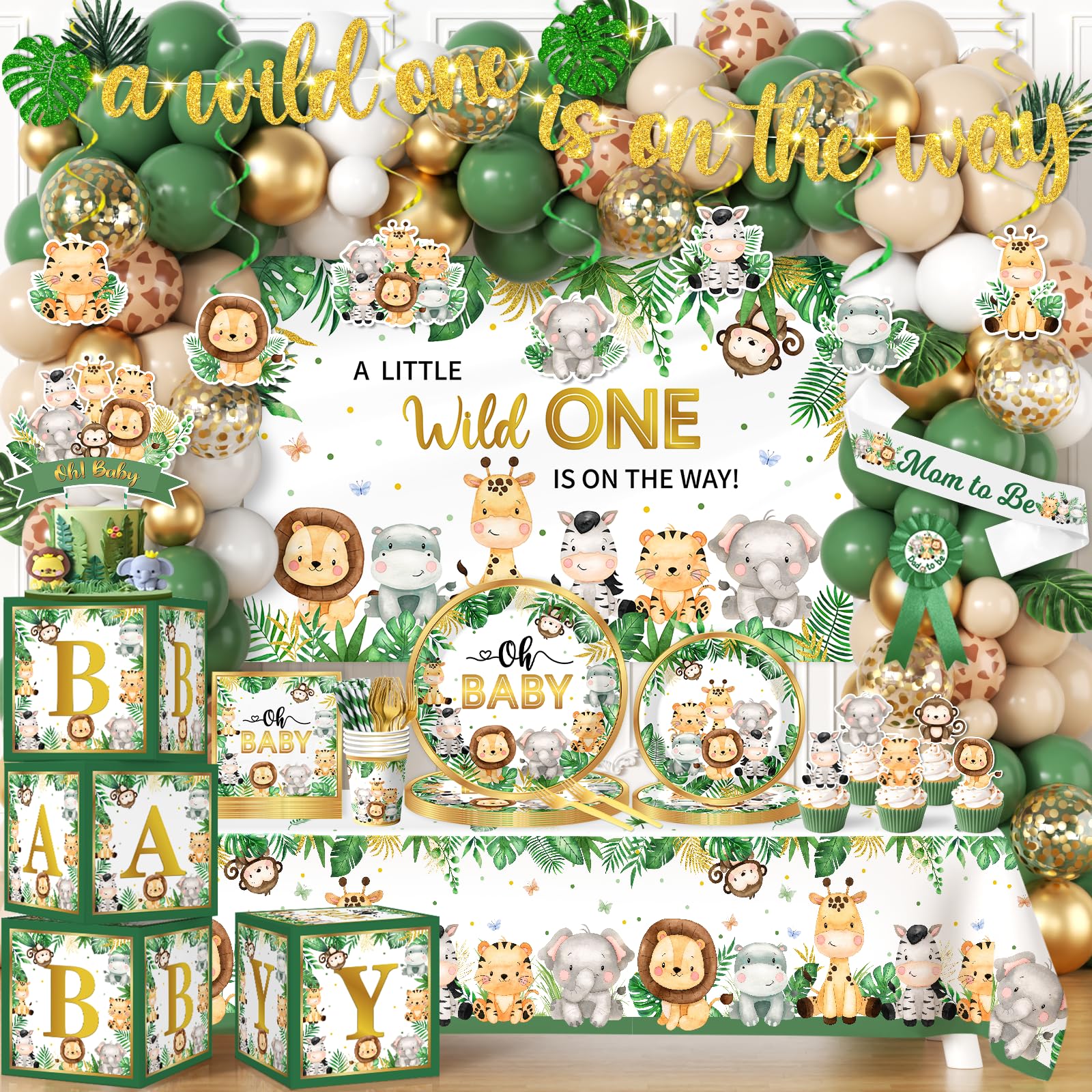 Bezkega Safari Baby Shower backdrop enhances jungle-themed photos.