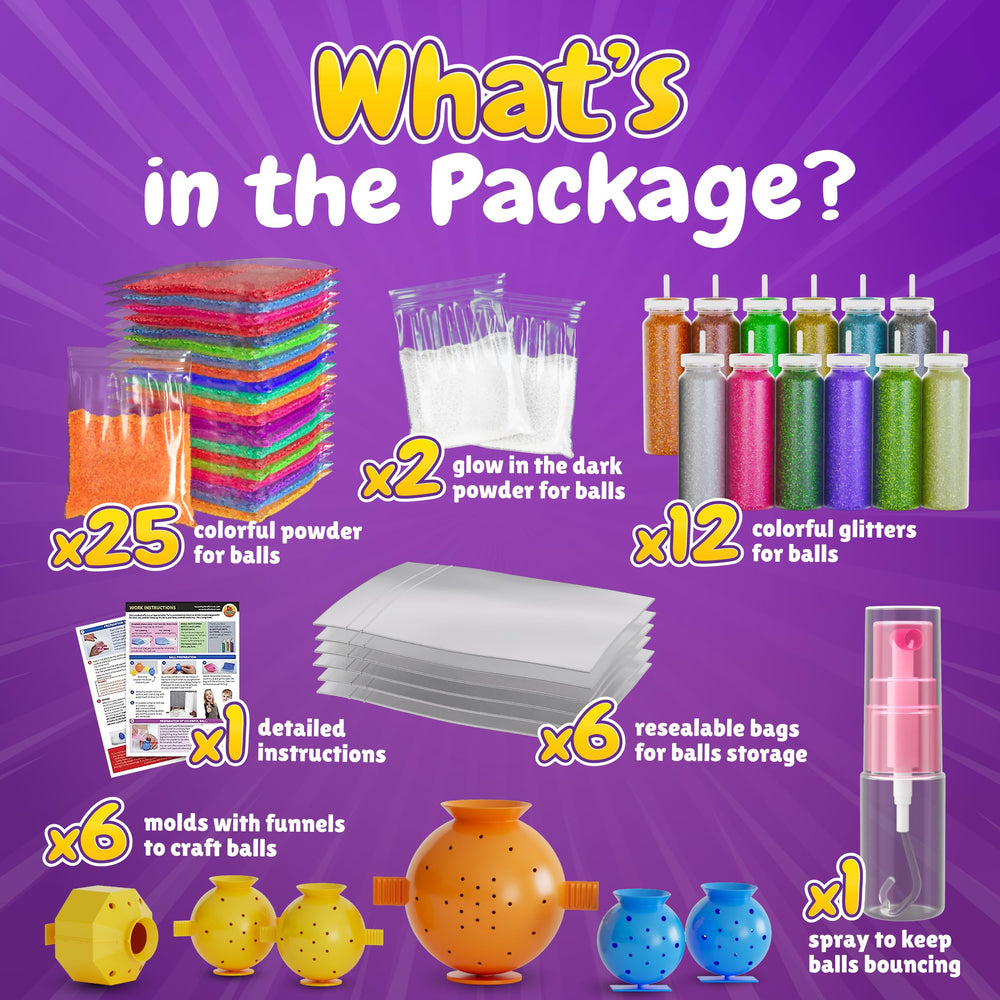 Glitter bottles from BFB kit ready to decorate glow-in-the-dark balls