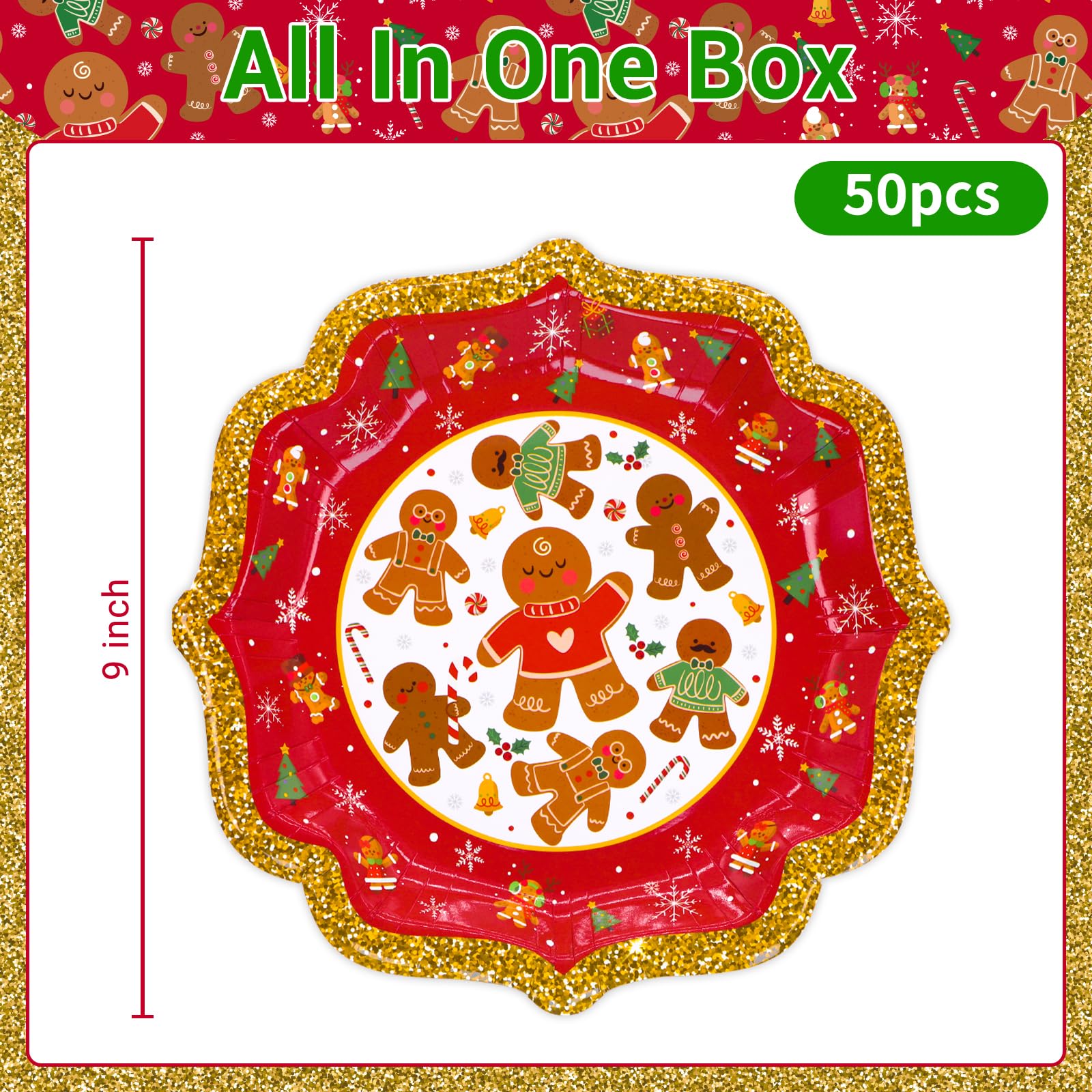 BFUN Christmas tree design disposable plates ideal for indoor or outdoor celebrations