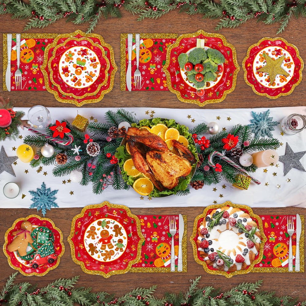 BFUN gingerbread napkins complete the festive table setting.