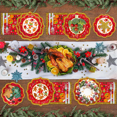 BFUN gingerbread napkins complete the festive table setting.