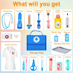 BGdoyz Doctor Kit wooden stethoscope close-up for realistic medical role-play