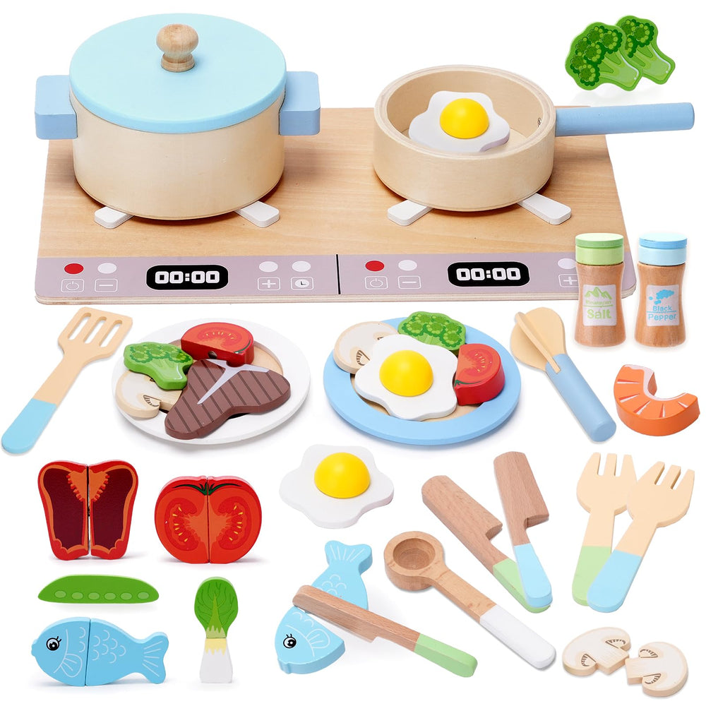 BGdoyz wooden play kitchen stove for imaginative pretend cooking
