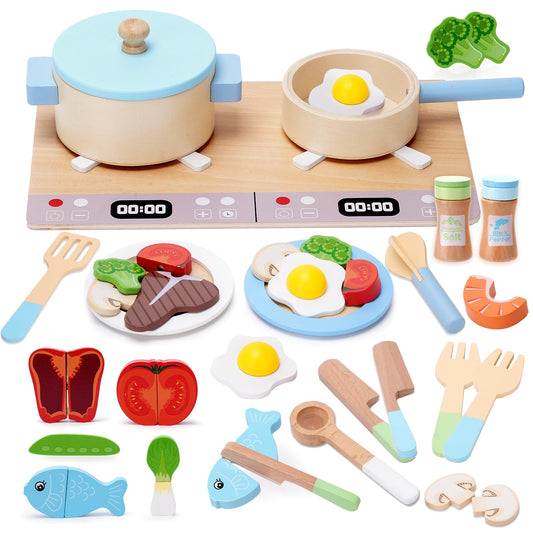 BGdoyz wooden play kitchen stove for imaginative pretend cooking