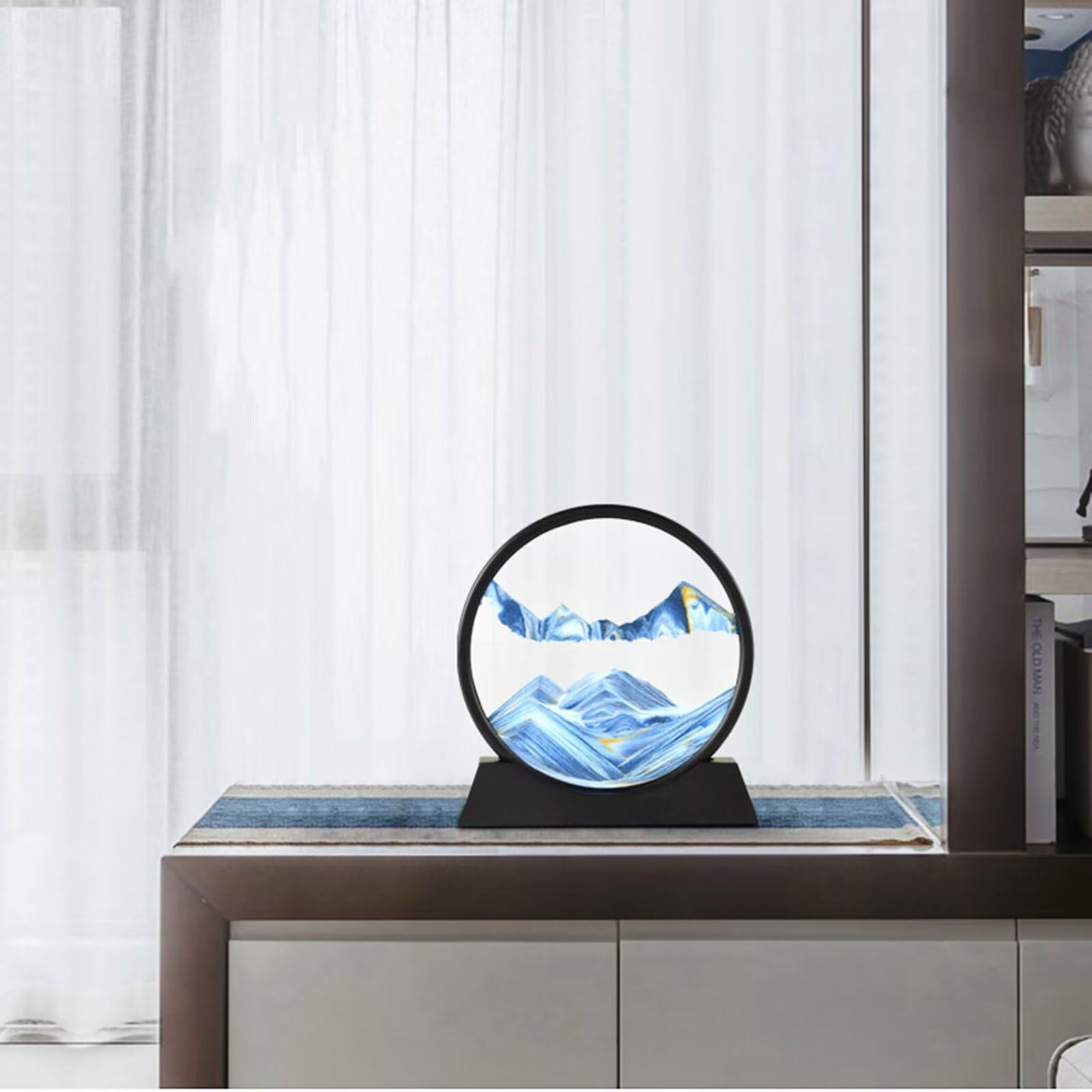 BGFJYUK relaxing blue sand art for home or office ambiance.