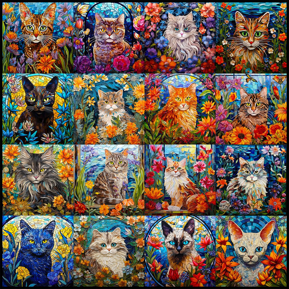 Bgraamiens cats mosaic art puzzle with 1000 pieces for a vibrant solving challenge