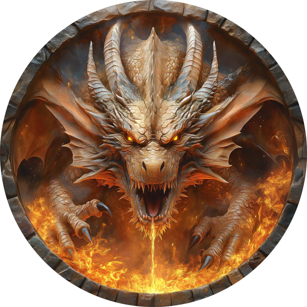 Bgraamiens Dracarys puzzle: dragon head close-up in circular layout for immersive focus and mindful evenings.