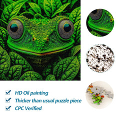 bgraamiens frog camouflage puzzle recycled cardboard texture for sustainable puzzling