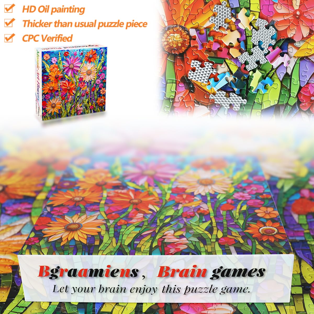 Bgraamiens poster-included puzzle assists planning and color matching.