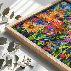 Bgraamiens vibrant flowers puzzle showcases mosaic hues for relaxing after-work downtime.
