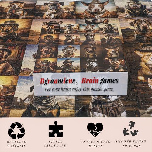 Bgraamiens Wild West Dogs puzzle box front, ideal for gifting puzzle lovers