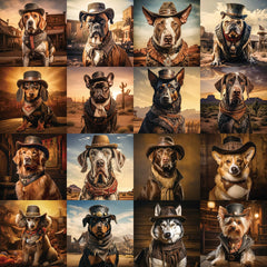 Bgraamiens Wild West Dogs 1000 piece puzzle cover image for a relaxing puzzle night