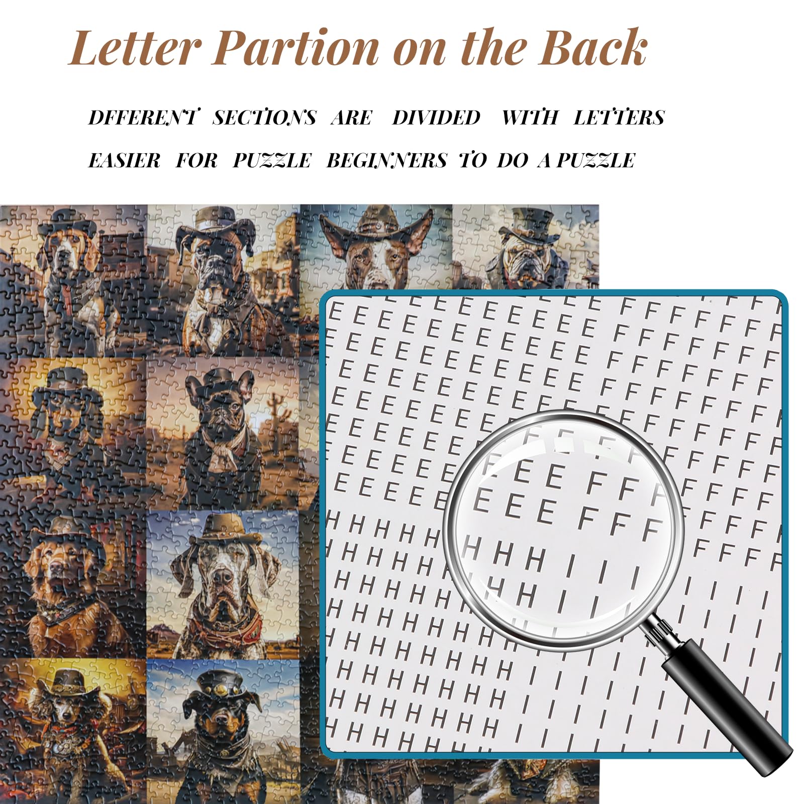 Thick recycled cardboard pieces of Bgraamiens Wild West Dogs puzzle