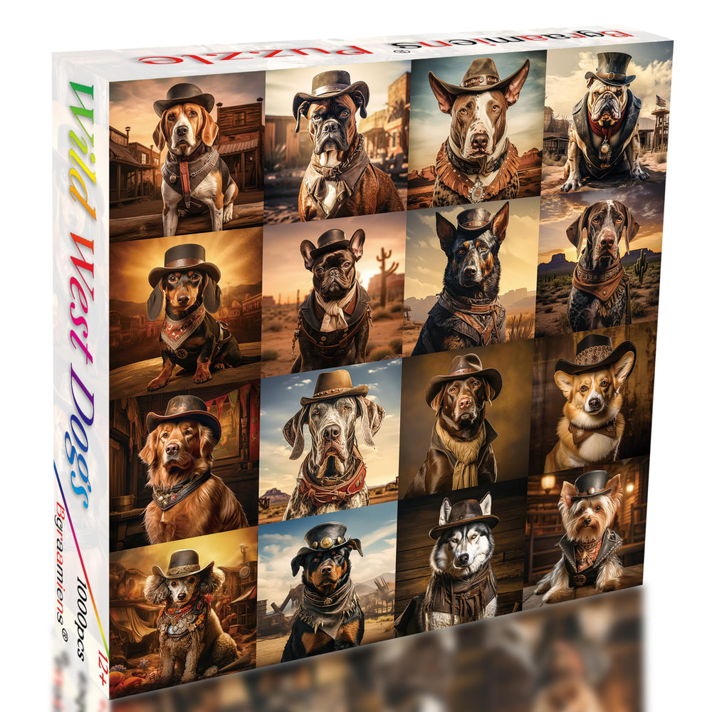 Poster included with Bgraamiens Wild West Dogs puzzle to guide layout