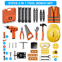 BHYDRY durable ABS plastic tool bench built for long-lasting pretend play experiences.