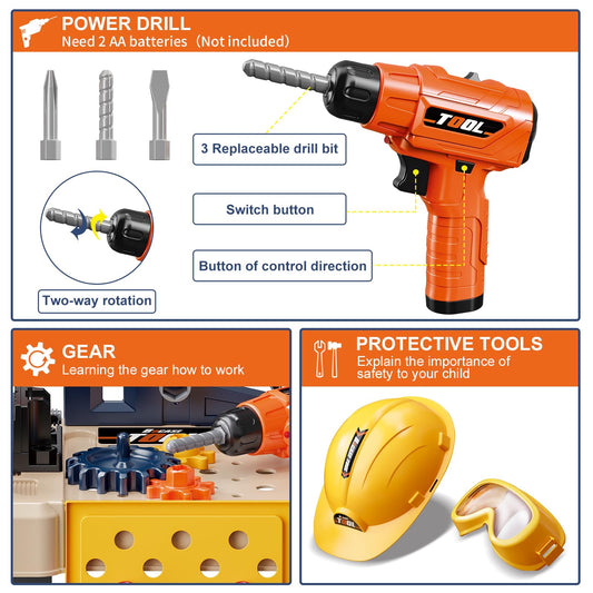 BHYDRY Kids Tool Bench hammer for imaginative construction play and coordination.