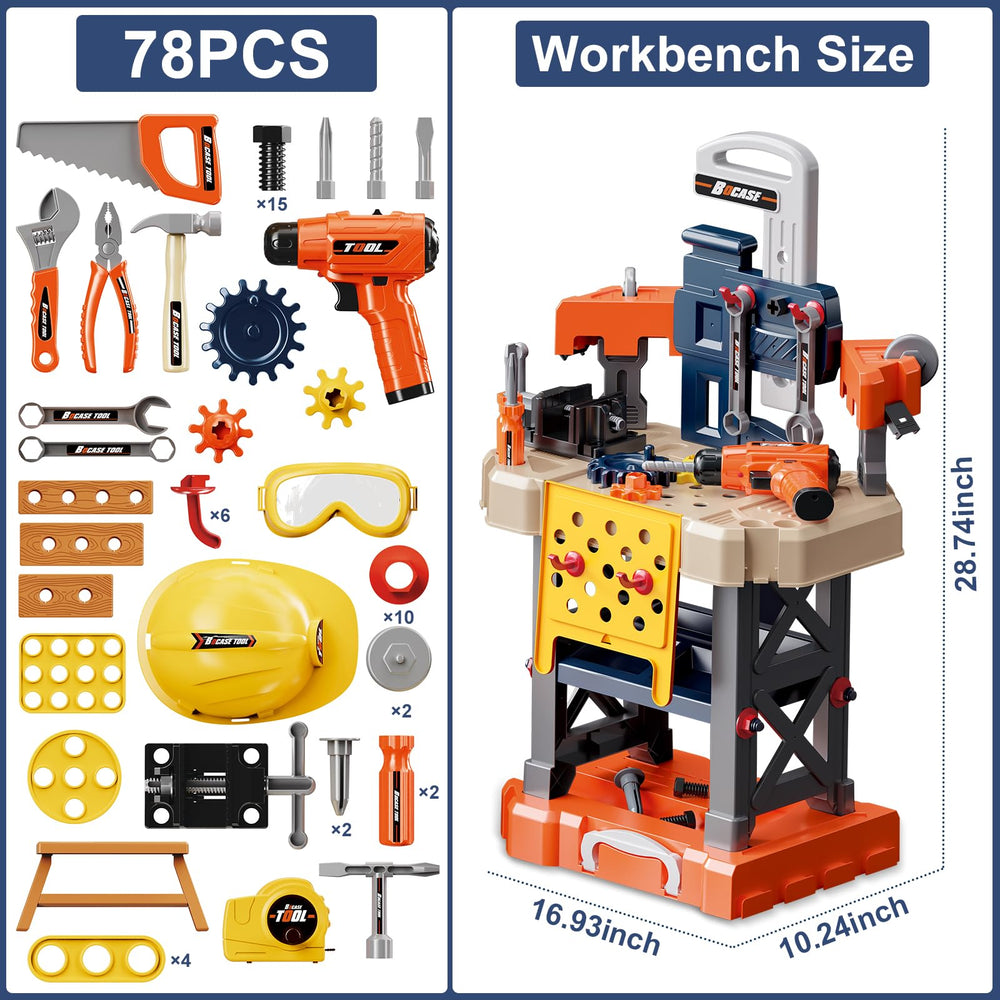 BHYDRY Kids Tool Bench 3-in-1 trolley design for easy transport.