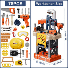 BHYDRY Kids Tool Bench 3-in-1 trolley design for easy transport.