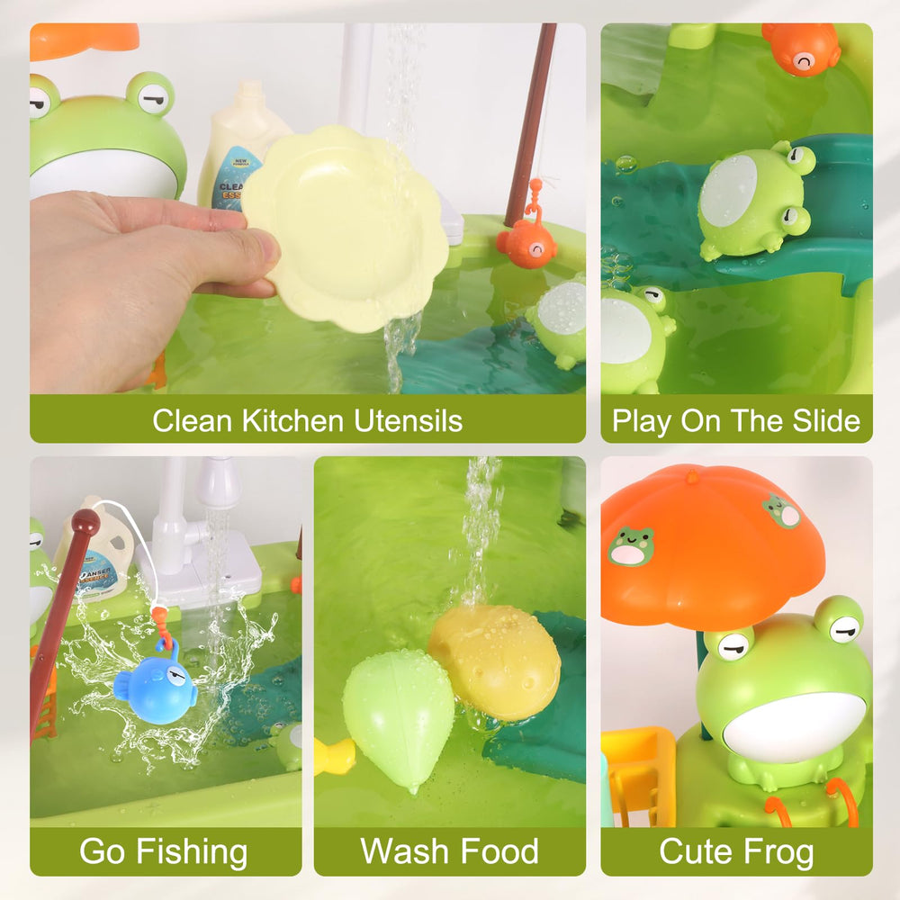 BHYDRY Automatic faucet system keeps water flowing for independent play.