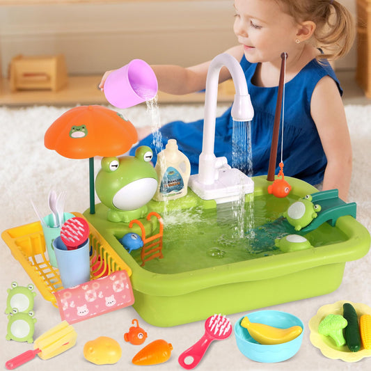 BHYDRY Play Sink with food and utensils invites imaginative kitchen role-play.